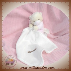 KIMBALOO SOS DOUDOU OURS BLANC ROSE MOUCHOIR