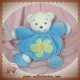 KALOO DOUDOU OURS BLANC BOULE BLEU FLEUR VERT