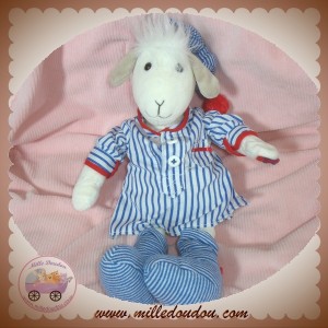 JELLYCAT SOS DOUDOU MOUTON AGNEAU BLANC PYJAMA BLEU