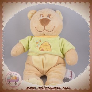 BENGY SOS DOUDOU OURS BEIGE ECRU PULL VERT OURSONNE