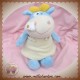 PEDRO SOS DOUDOU PELUCHE VACHE BLEU ROBE JAUNE