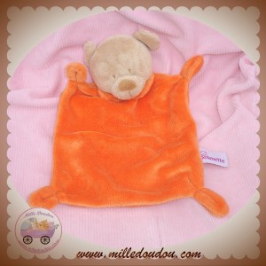 POMMETTE SOS DOUDOU OURS BEIGE CORPS PLAT ORANGE