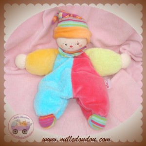 COROLLE SOS DOUDOU CLOWN POUPEE HOCHET BLEU ROSE VERT