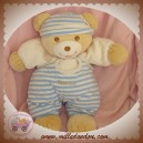 TAKINOU DOUDOU OURS BEIGE CORPS ECRU HABIT RAYE BLEU SOS