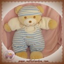 TAKINOU DOUDOU OURS BEIGE CORPS ECRU HABIT RAYE BLEU SOS