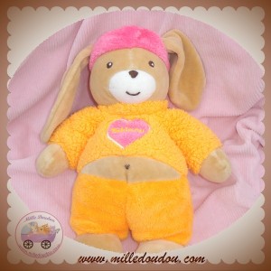 sos doudou lapin Fizzy Lapi choco beige carotte orange - Toodoux