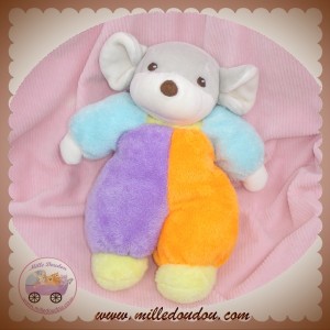 NOUNOURS SOS DOUDOU SOURIS GRIS HOCHET ORANGE VIOLET