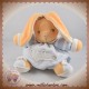 KALOO DOUDOU LAPIN BEIGE BOULE BLEU RAYE BLANC SOS