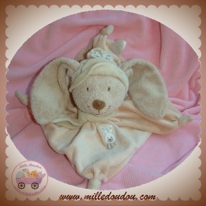 Doudou plat Lapin Beige écru écharpe NICOTOY