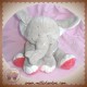 BENGY SOS DOUDOU ELEPHANT GRIS ECRU FOULARD VERT 31 CM