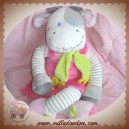 NICOTOY DOUDOU GIRAFE VACHE BLANCHE ROSE ROSE ECHARPE VERTE 50 cm