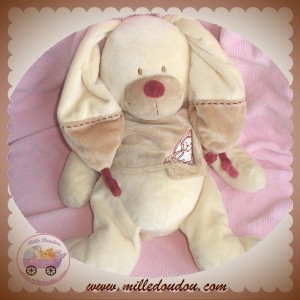 NICOTOY SOS DOUDOU LAPIN ECRU BASTIEN VESTE BEIGE BOUT BORDEAUX 33 cm