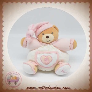 KALOO SOS DOUDOU OURS BEIGE BOULE BLANC HOCHET COEUR SAUMON