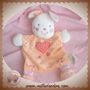 KIABI SOS DOUDOU LAPIN PLAT SAUMON ORANGE COEUR ROSE 