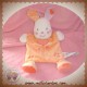 KIABI SOS DOUDOU LAPIN PLAT SAUMON ORANGE COEUR ROSE 