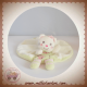 NICOTOY DOUDOU CHAT OURS PLAT OVAL BLANC VERT SOS