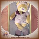 DOUDOU ET COMPAGNIE OURS BEIGE PANTIN MAUVE VIOLET SAM SOS