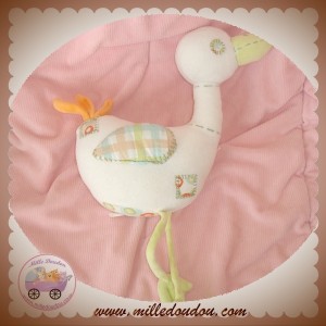 NATALYS SOS DOUDOU CANARD OISEAU BLANC TISSU VERT