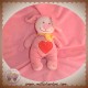 TEX SOS DOUDOU LAPIN ROSE AVEC COEUR ECHARPE OR 14 CM