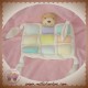 KALOO SOS DOUDOU OURS BEIGE PLAT CANDY CARRE RELIEF BLANC BLEU