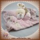 NICOTOY DOUDOU LAPIN ECRU PLAT ROSE ABC ATTACHE TETINE SOS