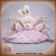 NICOTOY DOUDOU LAPIN ECRU PLAT ROSE ABC ATTACHE TETINE SOS