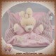 NICOTOY DOUDOU LAPIN ECRU PLAT ROSE ABC ATTACHE TETINE SOS