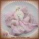 NICOTOY DOUDOU LAPIN ECRU PLAT ROSE ABC ATTACHE TETINE SOS