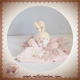 NICOTOY DOUDOU LAPIN ECRU PLAT ROSE ABC ATTACHE TETINE SOS