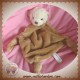 CARRE BLANC SOS DOUDOU OURS PLAT BEIGE MARRON NOEUD