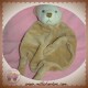 CARRE BLANC SOS DOUDOU OURS PLAT BEIGE MARRON NOEUD