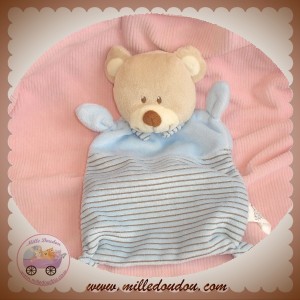 NICOTOY DOUDOU OURS BEIGE PLAT BLEU RAYE SOS