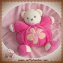 KALOO DOUDOU OURS BLANC BOULE ROSE FUSHIA FLEUR SOS