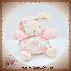 KALOO DOUDOU LAPIN ROSE BOULE FLEUR CHAUSSON HOCHET LILIROSE SOS