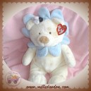 TY SHELL SOS DOUDOU OURS LION ECRU COLERETTE BLEU ABEILLE 9