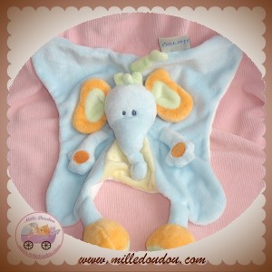 NATTOU SOS DOUDOU ELEPHANT PLAT BLEU JAUNE ORANGE