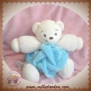 KALOO SOS DOUDOU OURS BLANC BOULE PLUME BLEU 25 cm