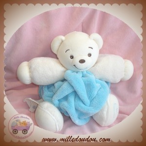 KALOO SOS DOUDOU OURS BLANC BOULE PLUME BLEU 25 cm