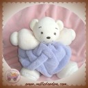 KALOO SOS DOUDOU OURS BLANC BOULE PLUME VIOLET MAUVE 25 cm