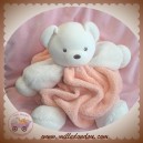 KALOO SOS DOUDOU OURS BLANC BOULE PLUME ORANGE SAUMON