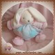 KALOO DOUDOU LAPIN LILIBLUE ROSE BLEU FLEUR PATCHWORK SOS