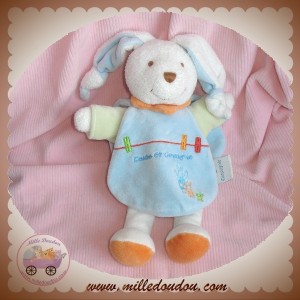 DOUDOU ET COMPAGNIE LAPIN ELIOT CAPE BLANC BLEU SOS