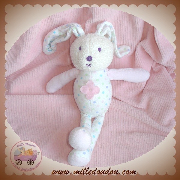 Peluche hochet lapin rose naissance Okaïdi & Obaïbi