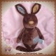 HABITAT SOS DOUDOU LAPIN MARRON PRUNE CARRE TISSU 