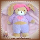 TAKINOU SOS DOUDOU LAPIN BEIGE MAUVE VIOLET COEUR ROSE SPORTIF