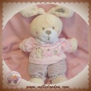 NICOTOY SOS DOUDOU LAPIN ECRU ROSE NOEUD OREILLES ABC 27 cm