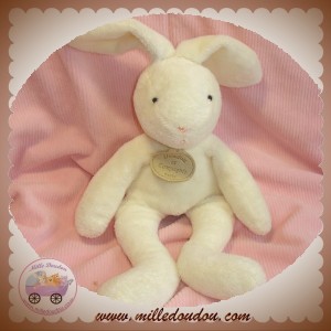 DOUDOU ET COMPAGNIE SOS PELUCHE LAPIN BLANC ECRU BILLES ETIQUETTE FESSE