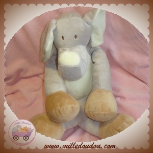 NICOTOY DOUDOU ELEPHANT GRIS BLANC/ECRU BEIGE 42 CM SOS