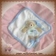 BABYNAT BABY NAT SOS DOUDOU OURS BEIGE BLEU PLAT MOUCHOIR BLANC