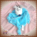 CARREBLANC DOUDOU CHIEN SOURIS BLANCHE CORPS PLAT BLEU NOEUD SOS